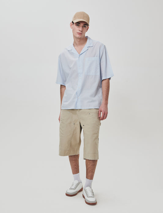 Camicia boxy fit in cotone a righe - Celeste