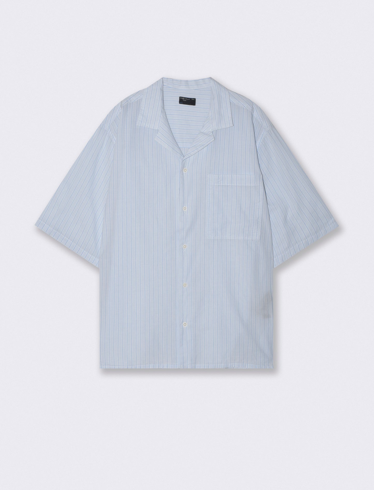 Camicia boxy fit in cotone a righe - Celeste