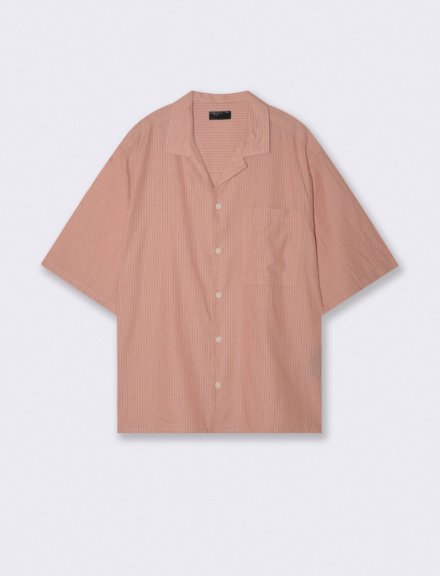 Camicia boxy fit in cotone a righe - Rosa salmone