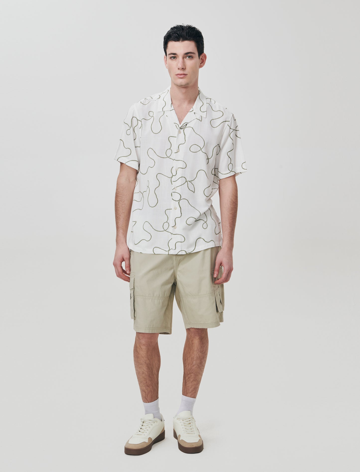 Camicia viscosa con stampa puff 3D - Bianco