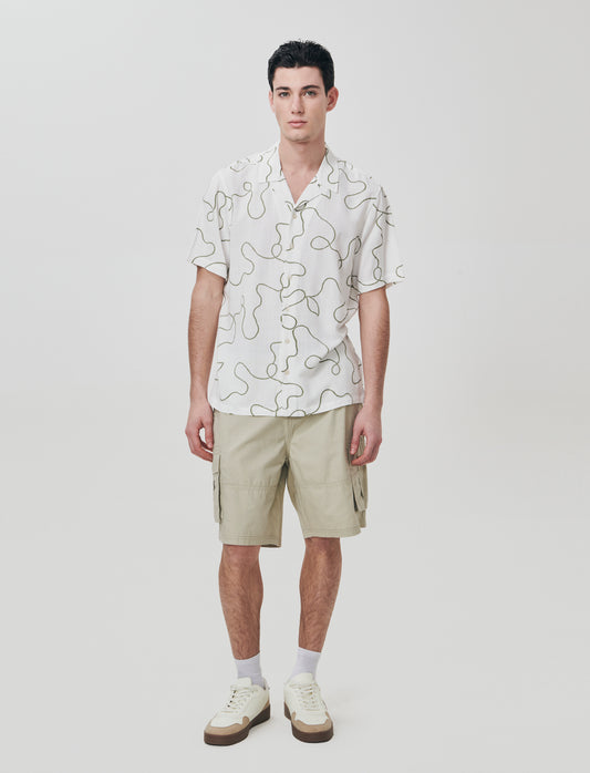Camicia viscosa con stampa puff 3D - Bianco