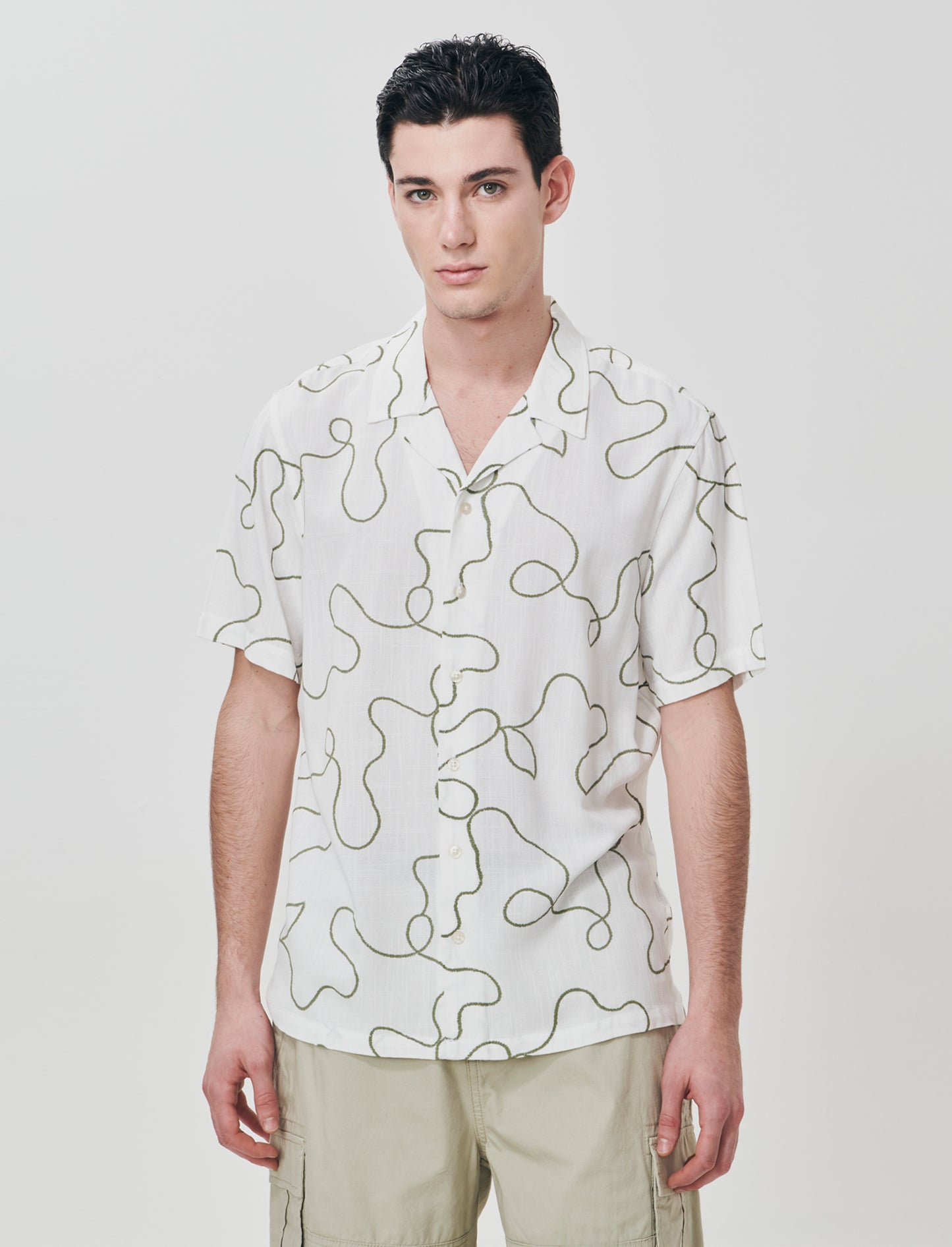 Camicia viscosa con stampa puff 3D - Bianco