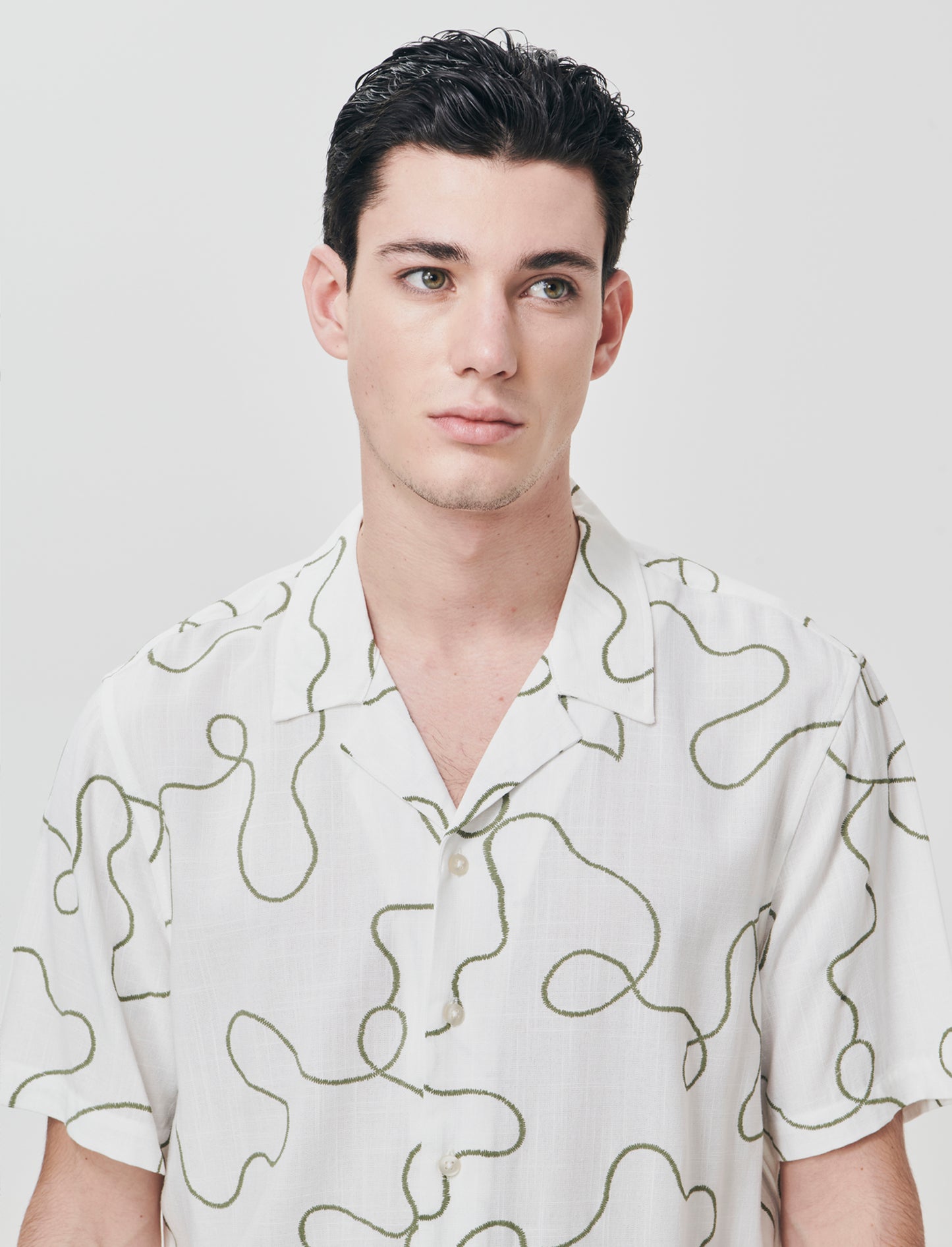 Camicia viscosa con stampa puff 3D - Bianco