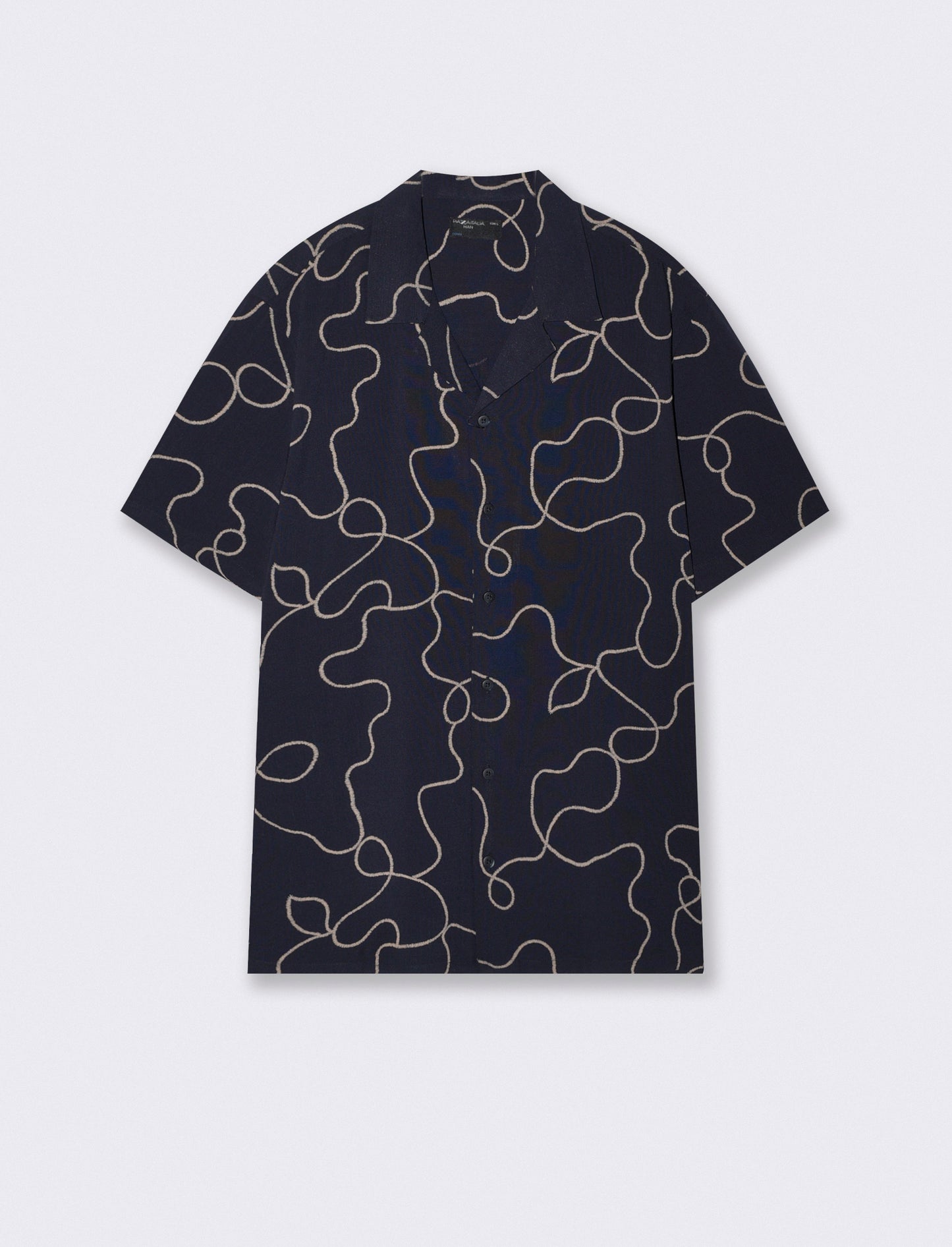 Camicia viscosa con stampa puff 3D - Blu