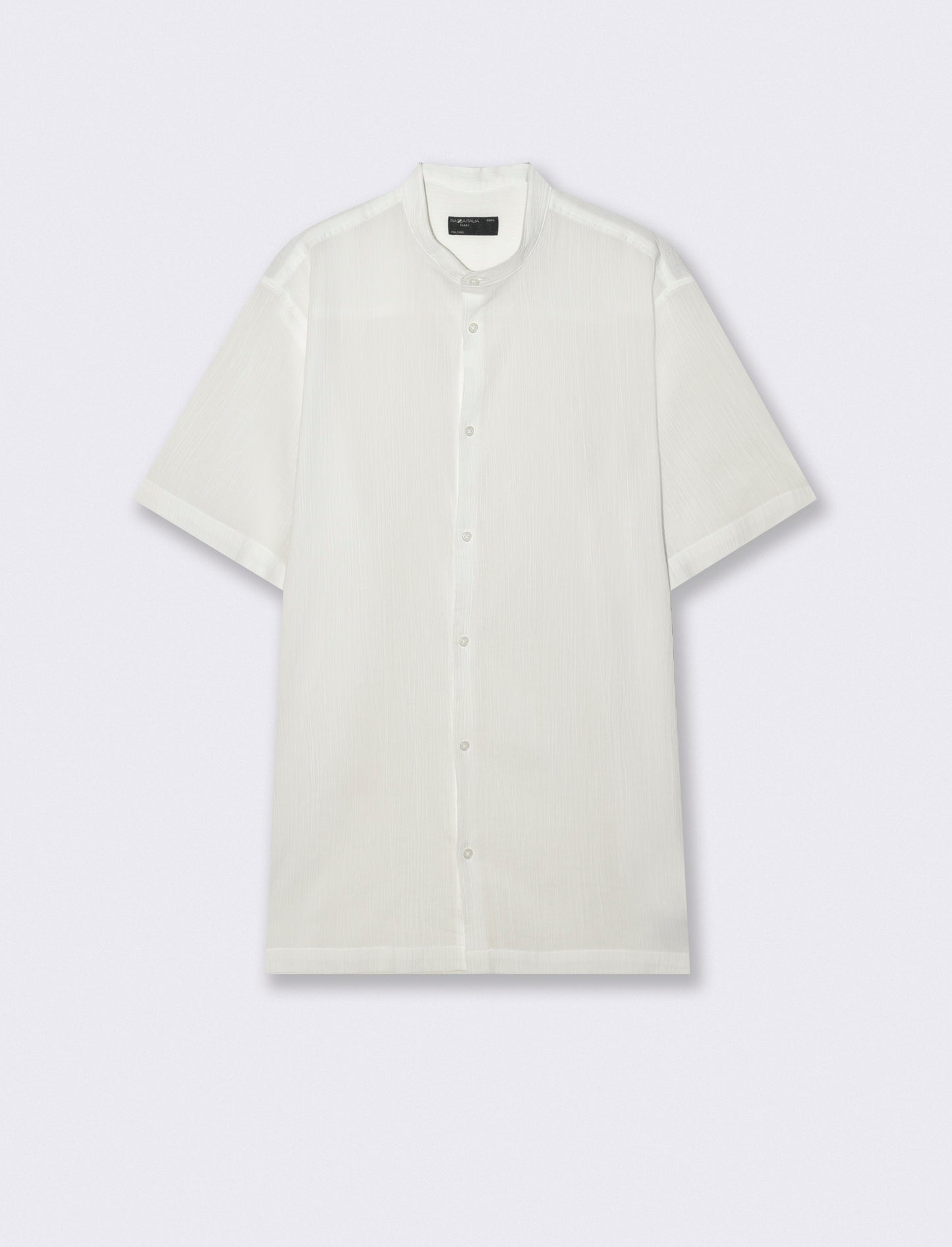 Camicia coreana effetto crepe cotone - Bianco