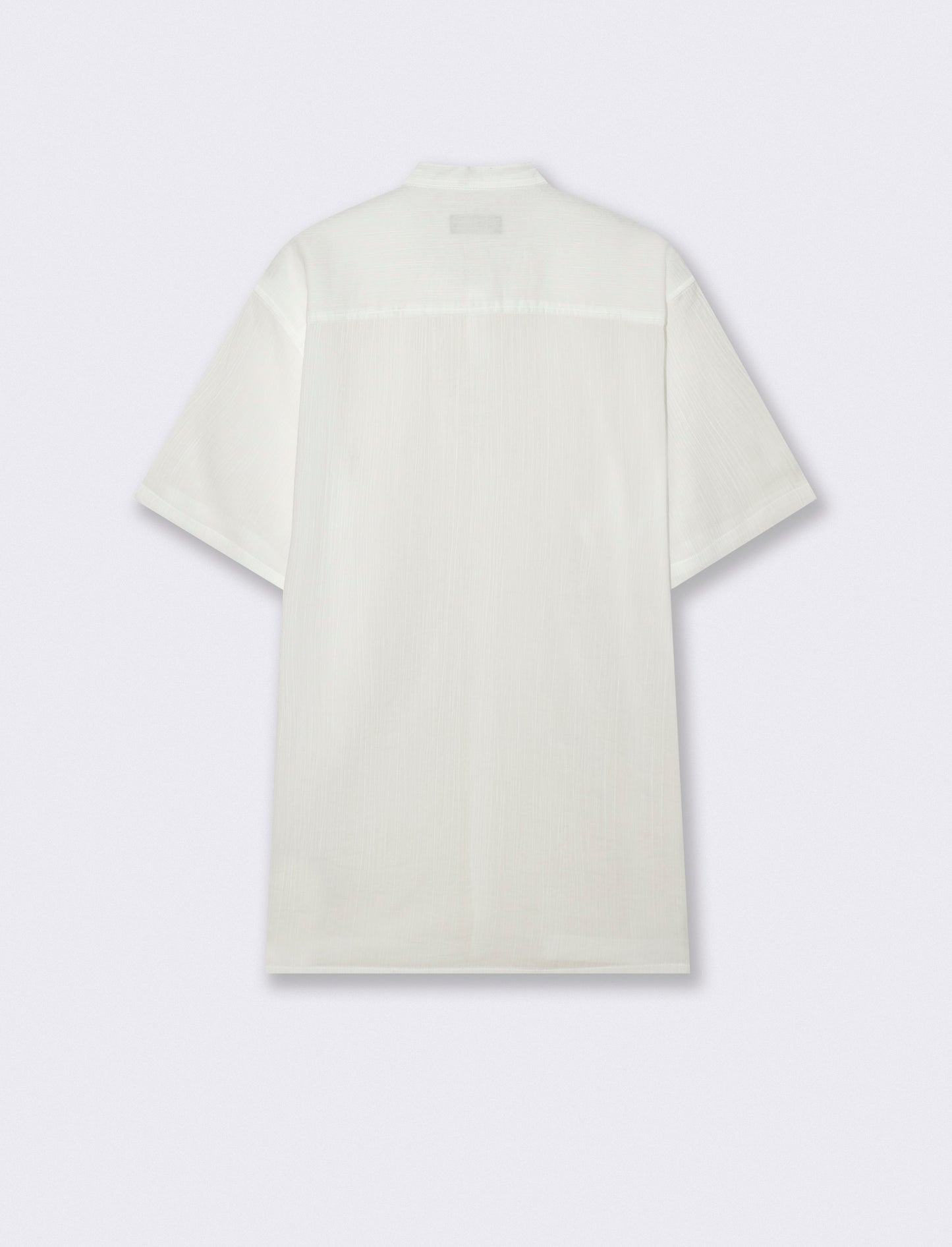 Camicia coreana effetto crepe cotone - Bianco