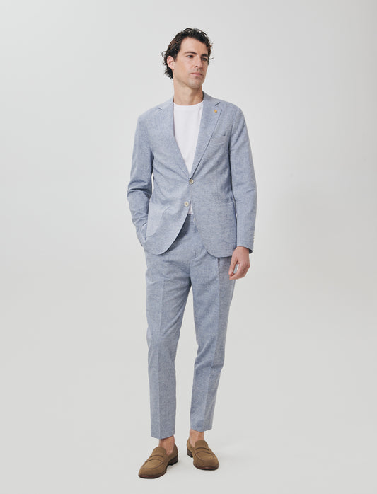 Blazer formal fit in mixed linen fabric - Blue