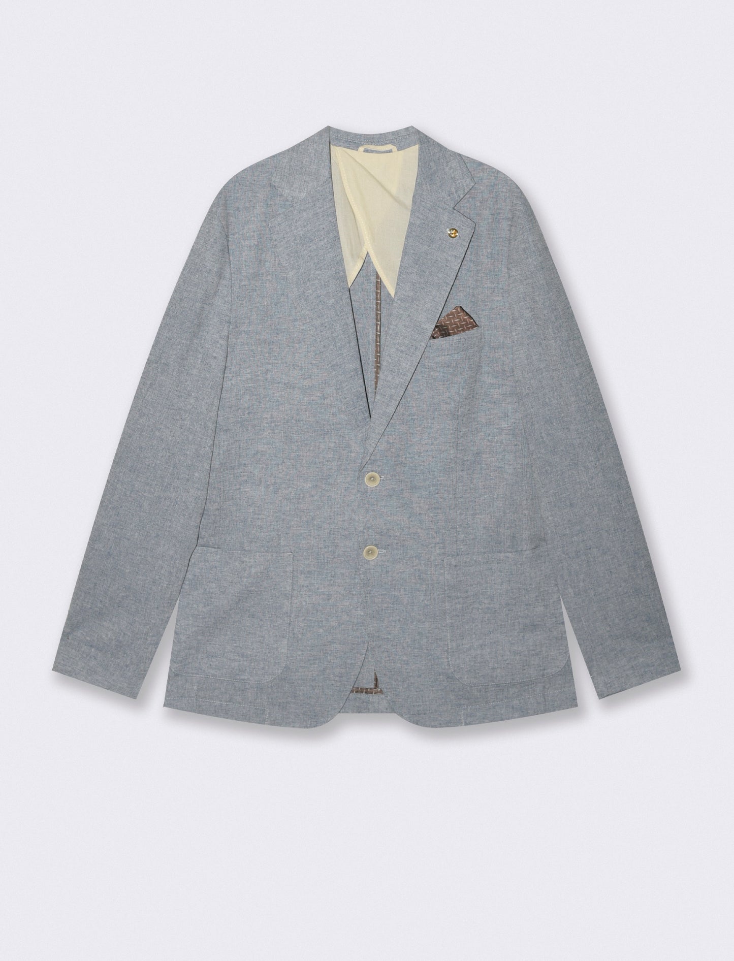 Blazer formal fit in mixed linen fabric - Blue