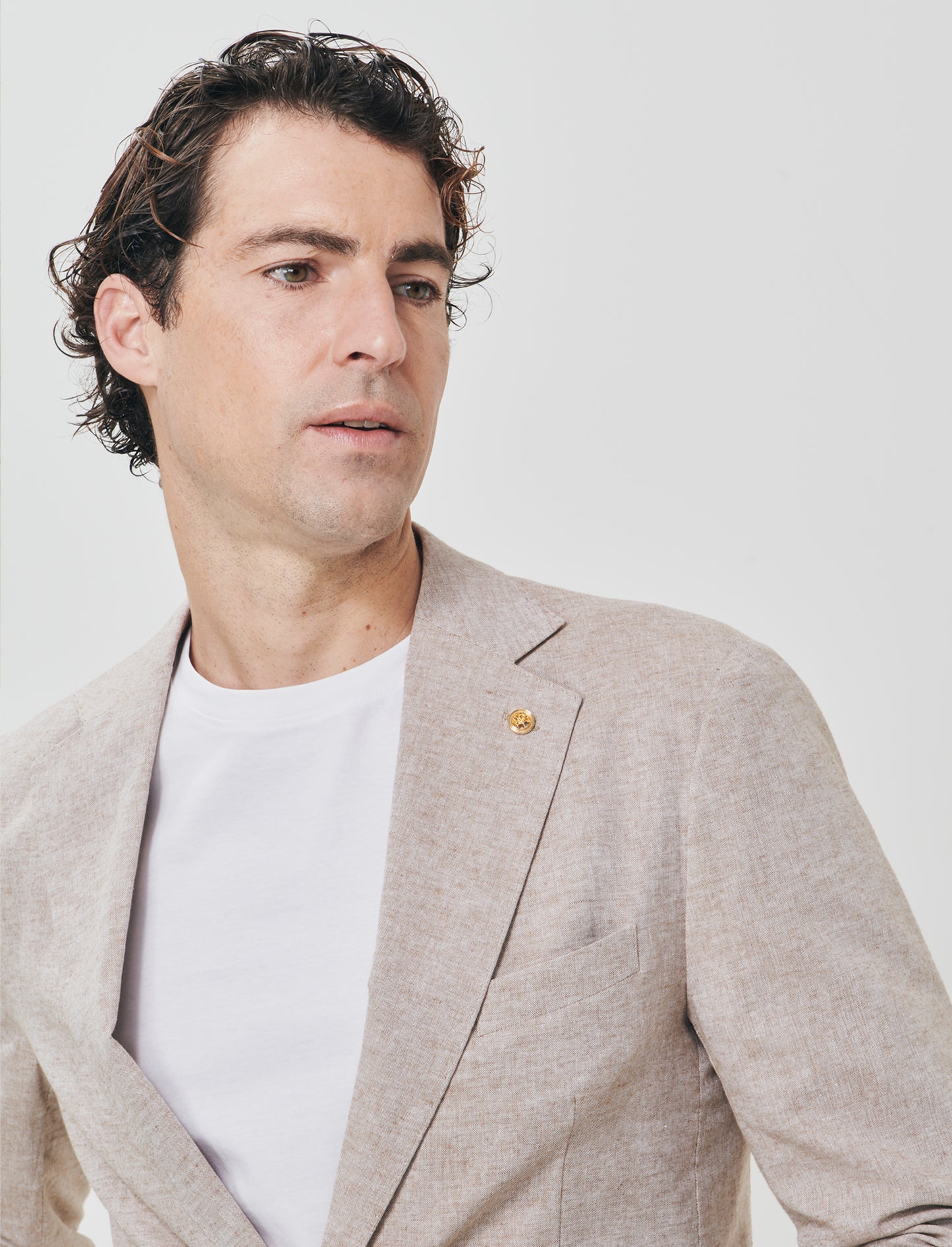 Blazer formal fit in mixed linen fabric - Grey