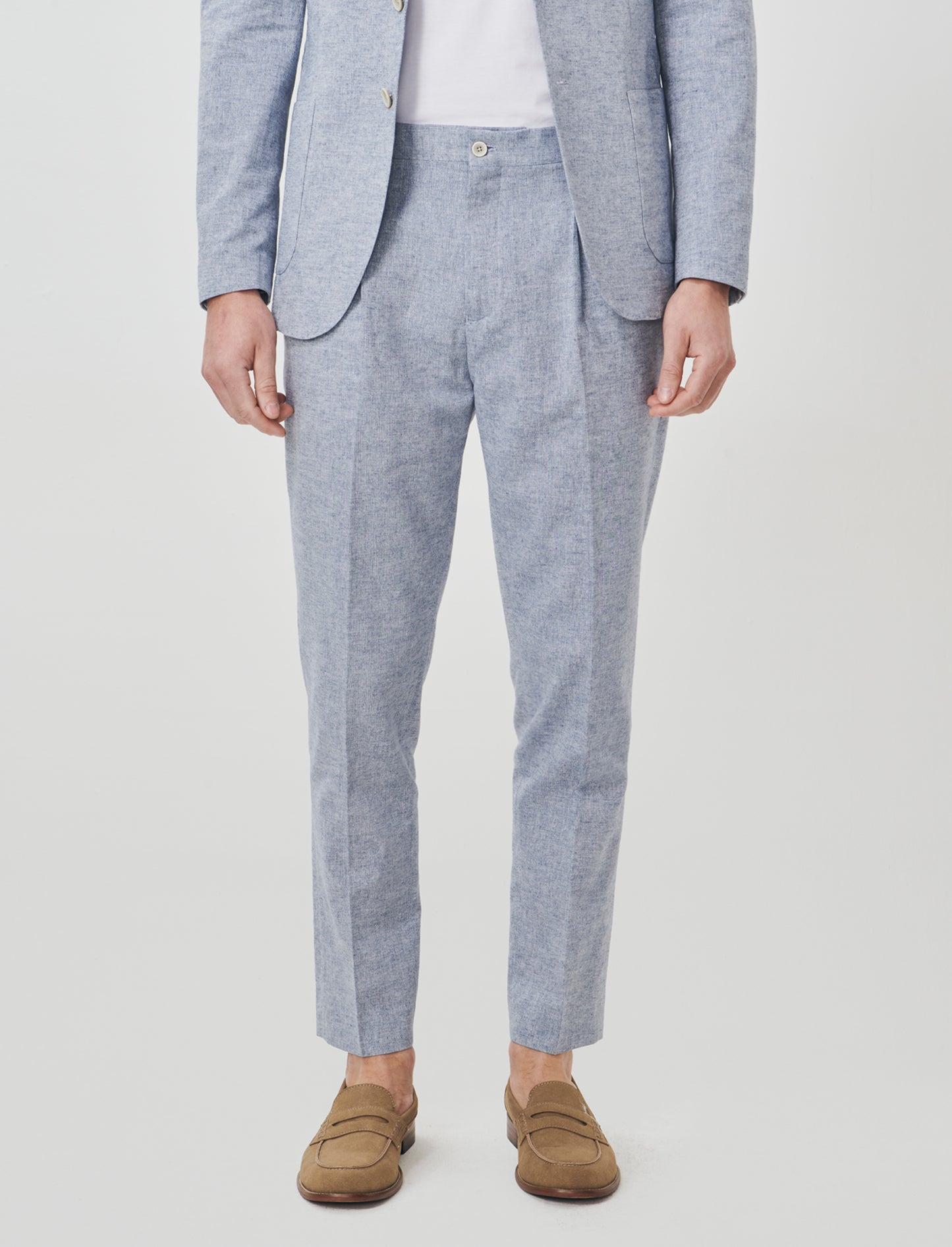 Chino Pants in Linen Blend Fabric - Blue