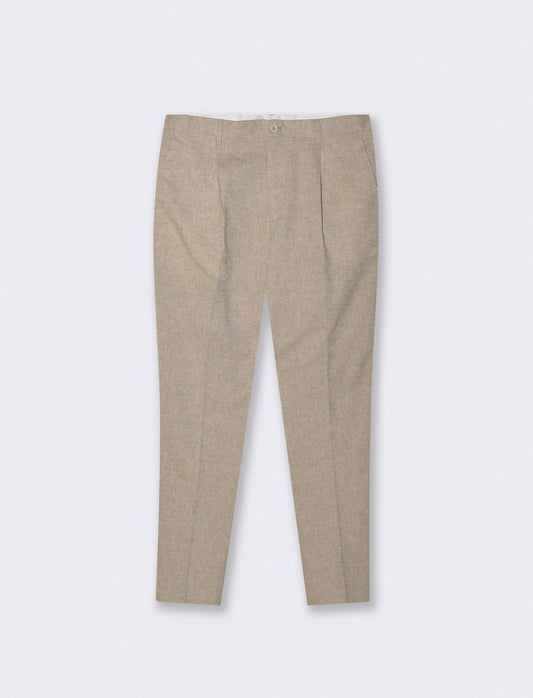 Pantaloni Chino in Tessuto Misto Lino - Grigio tortora