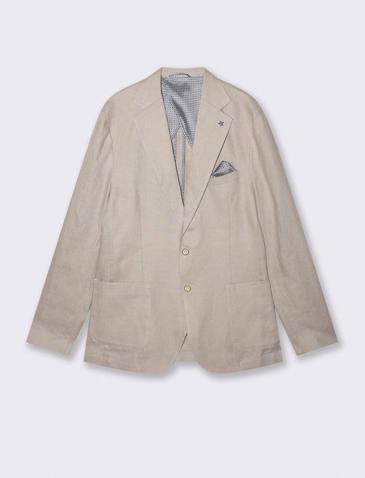 Pure linen blazer with elegant details - Beige