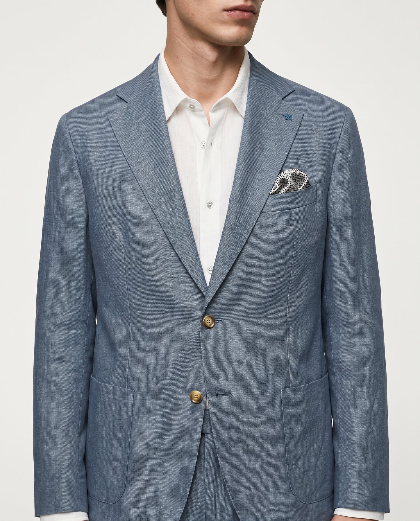 Pure linen blazer with elegant details - Sky blue