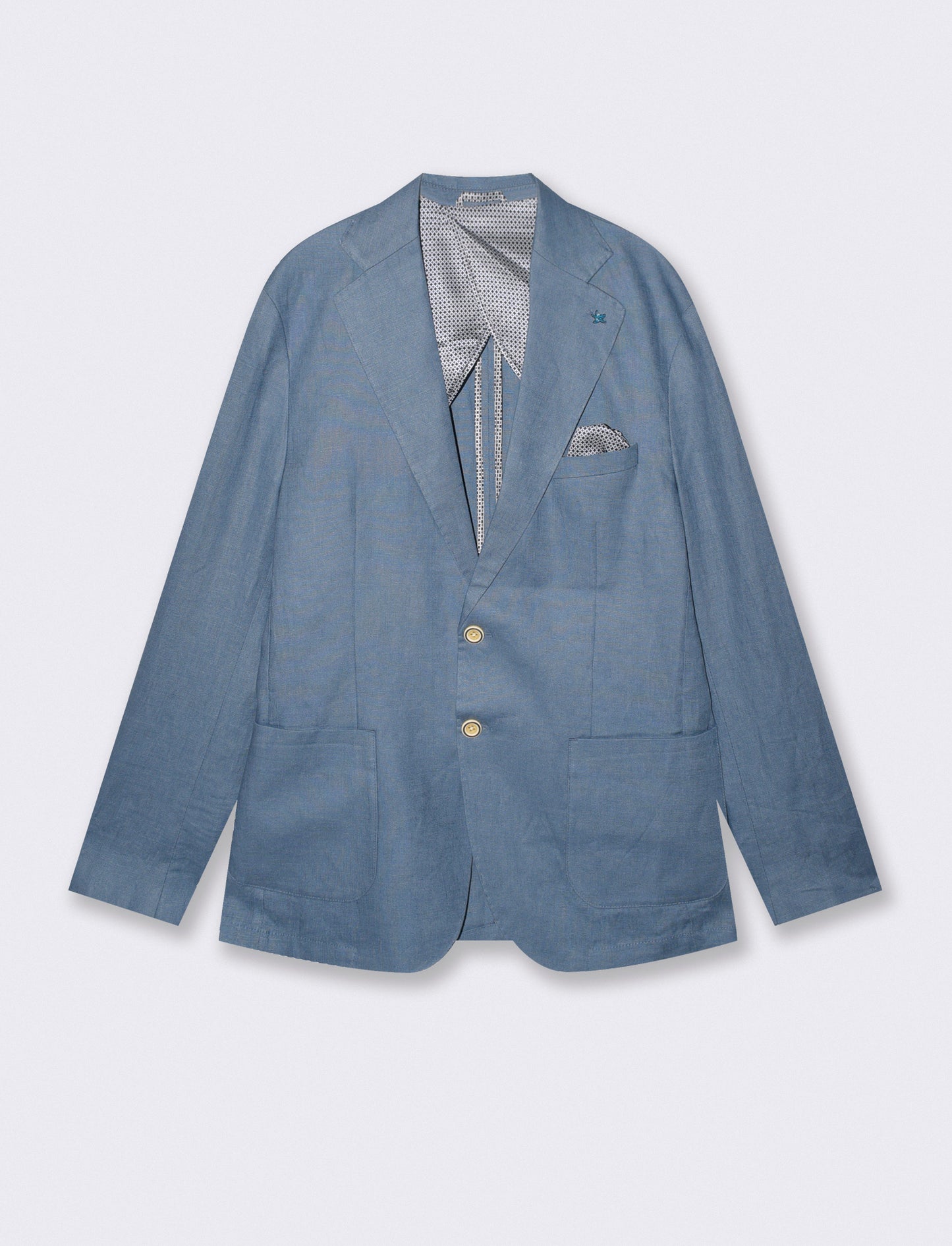 Pure linen blazer with elegant details - Sky blue