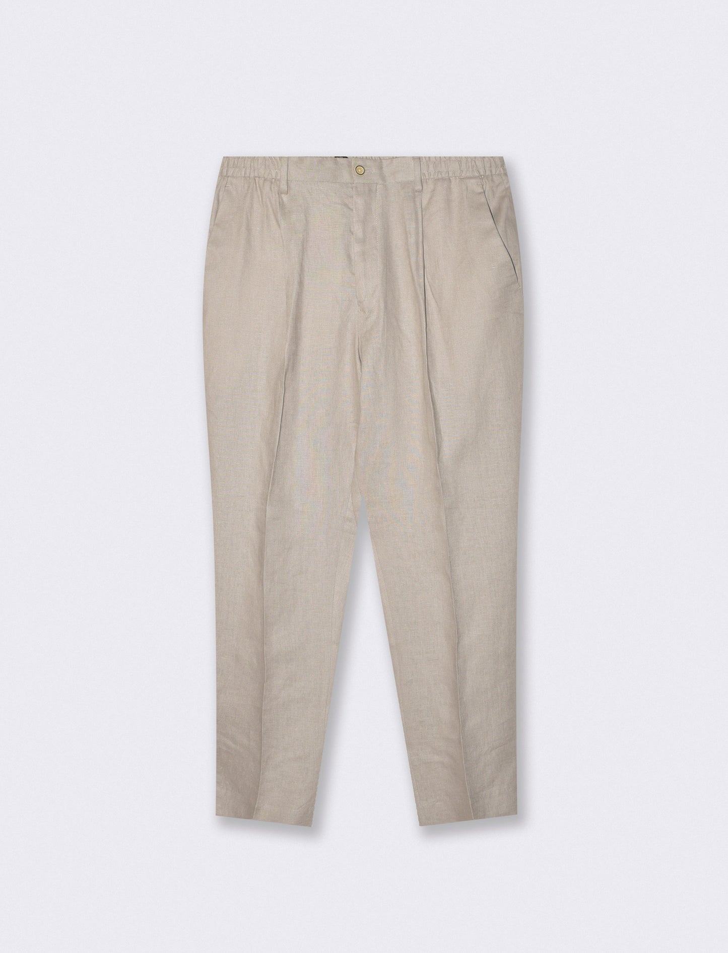 Pantaloni in puro lino con vita regolabile - Beige