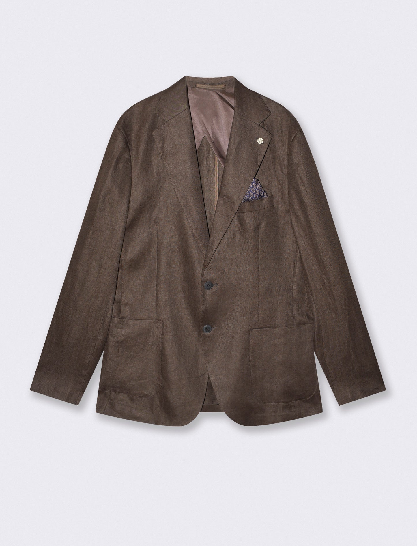Blazer formal fit in pure diagonal linen - Brown