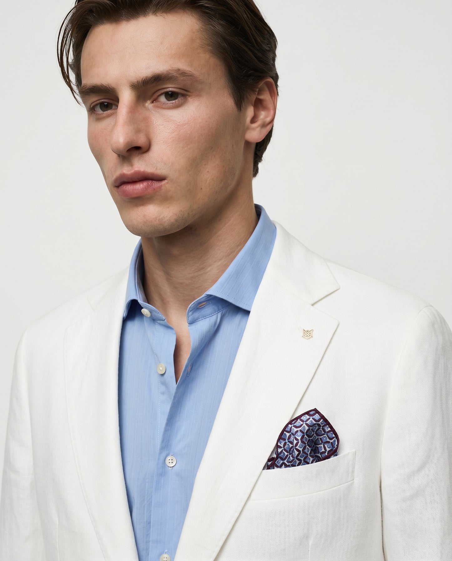 Blazer formal fit in pure diagonal linen - White