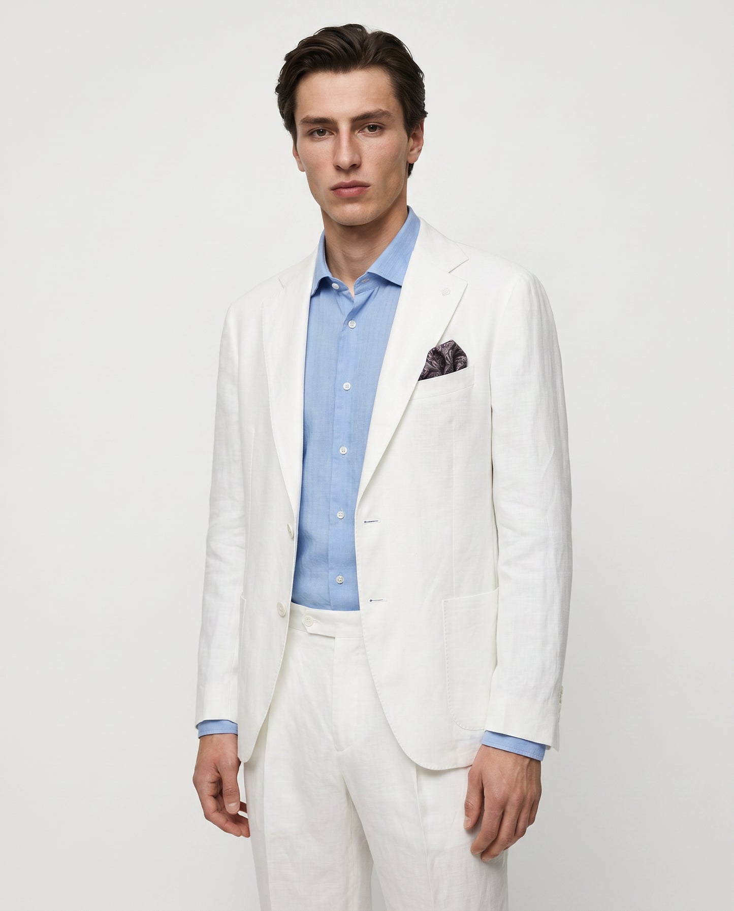 Blazer formal fit in pure diagonal linen - White