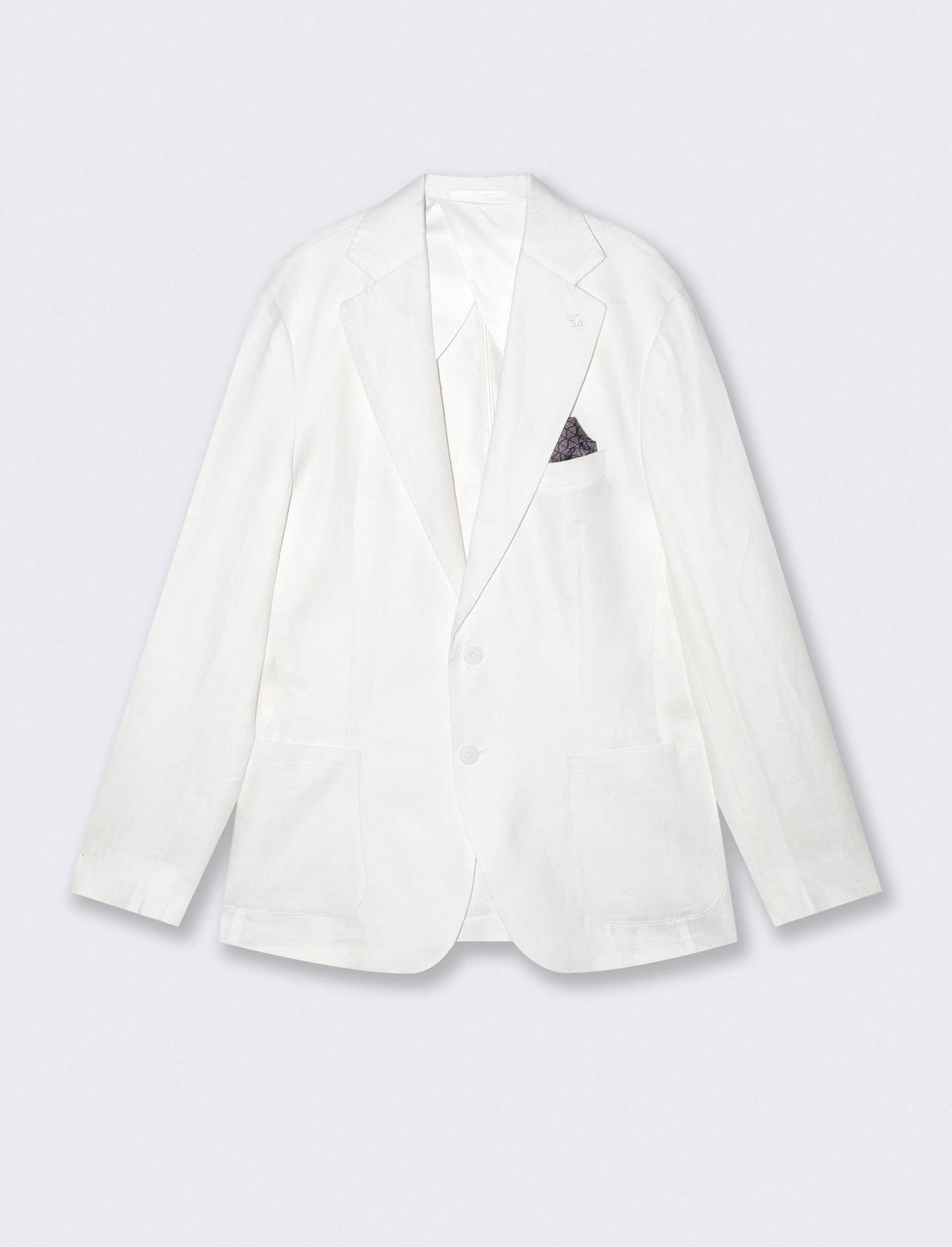 Blazer formal fit in pure diagonal linen - White