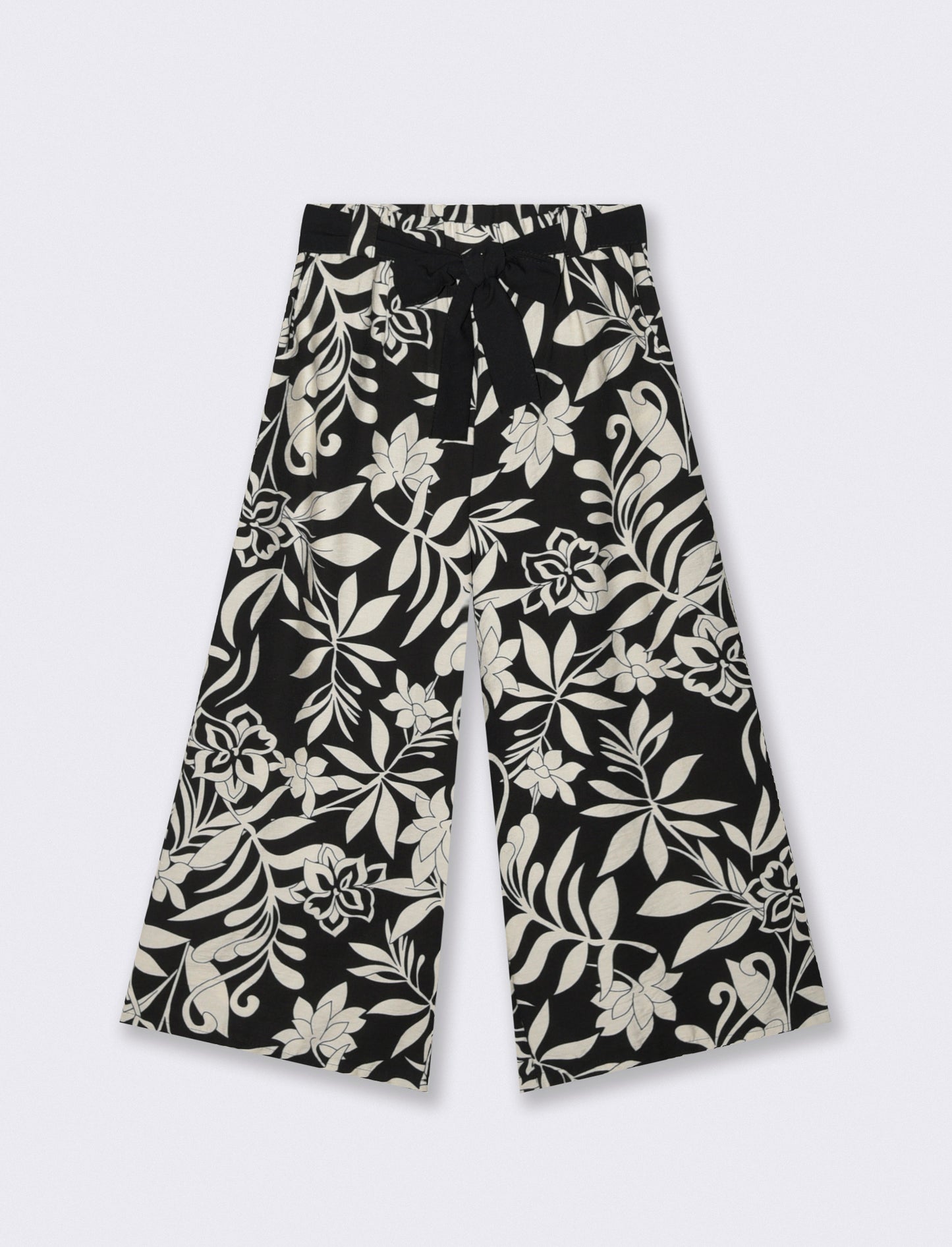 Pantalone stampato con cintura in tessuto - Fiorato