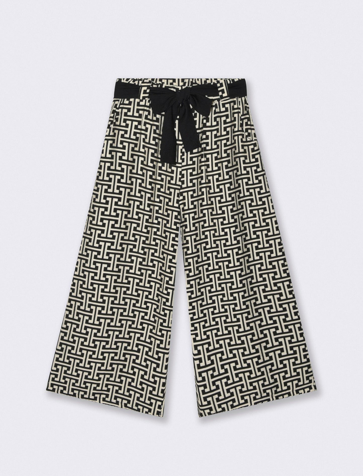 Pantalone stampato con cintura in tessuto - Geometrie