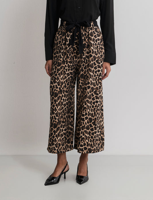 Pantalone stampato con cintura in tessuto - Maculato