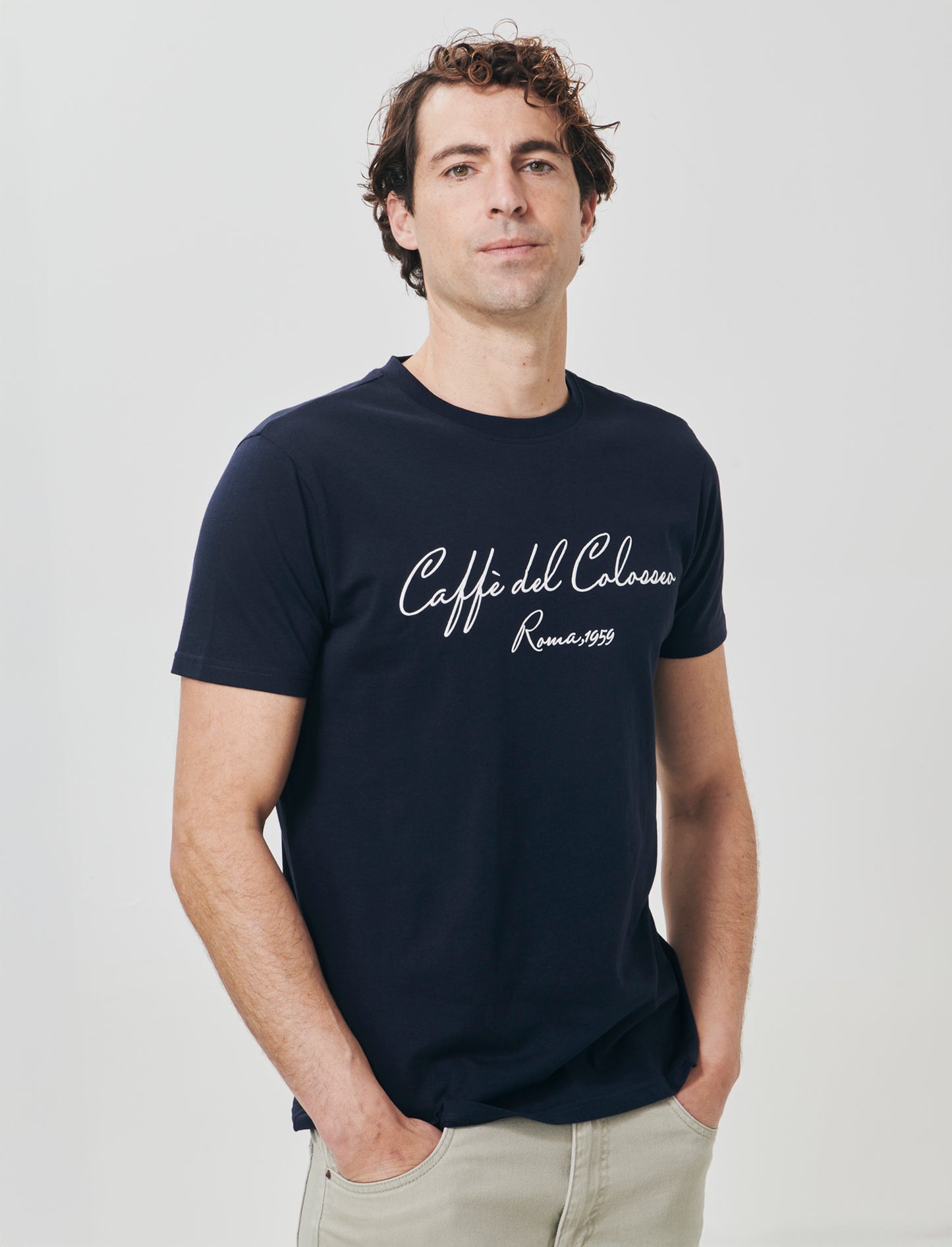 3D Print Effect Crew Neck T-Shirt - Blue