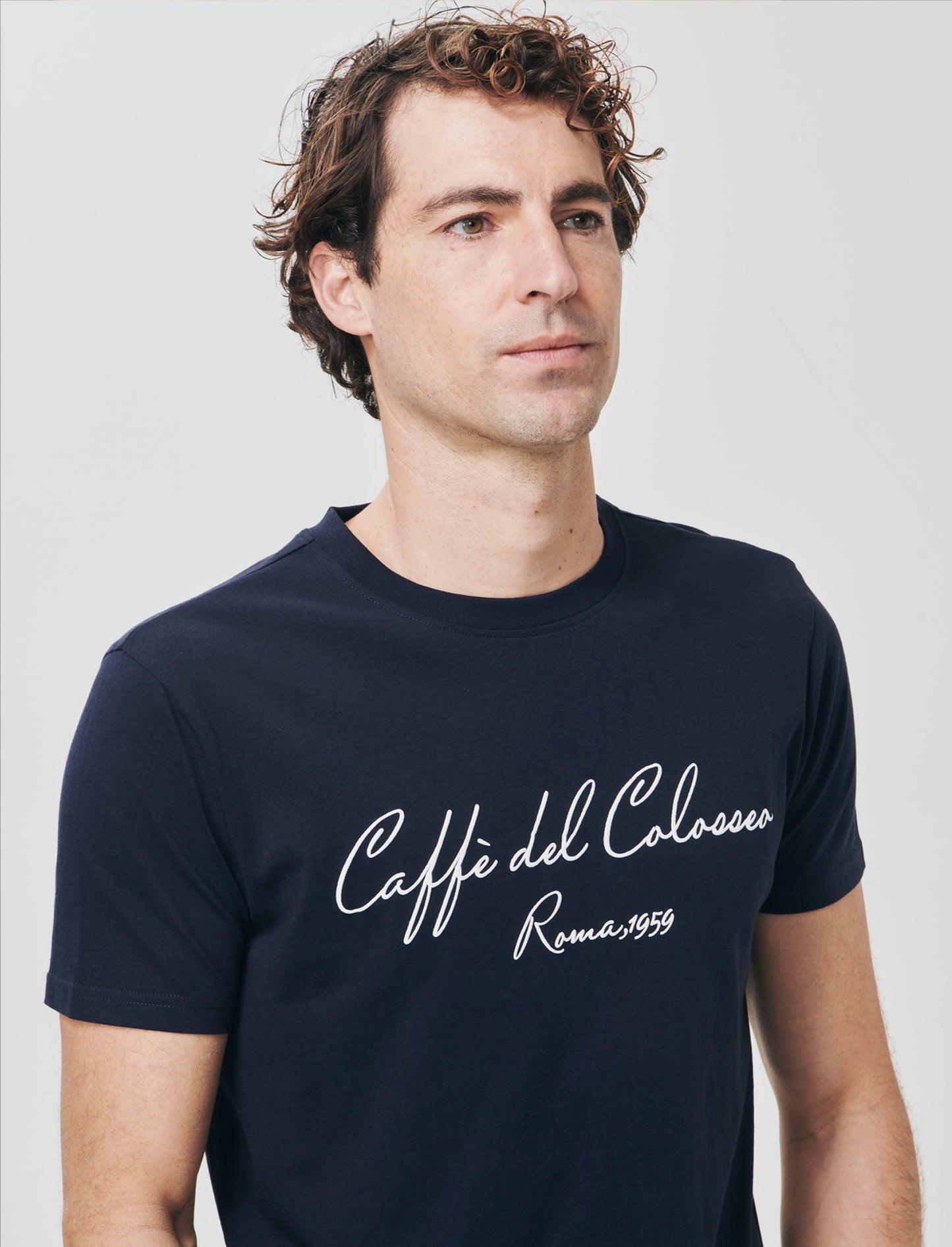 3D Print Effect Crew Neck T-Shirt - Blue