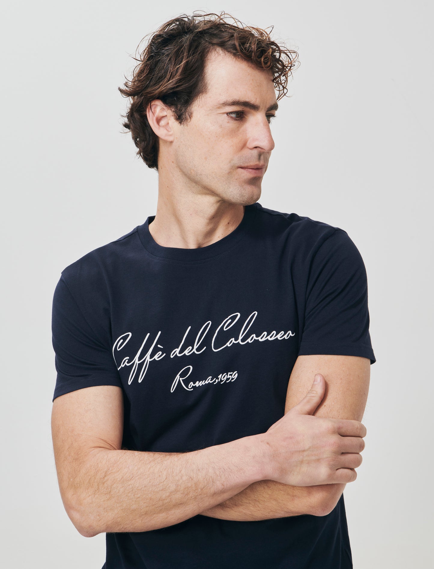 3D Print Effect Crew Neck T-Shirt - Blue