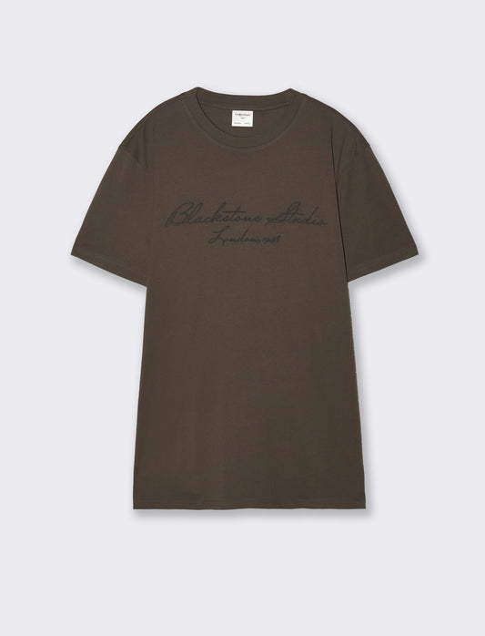 T-shirt girocollo con stampa 3D effetto - Moro