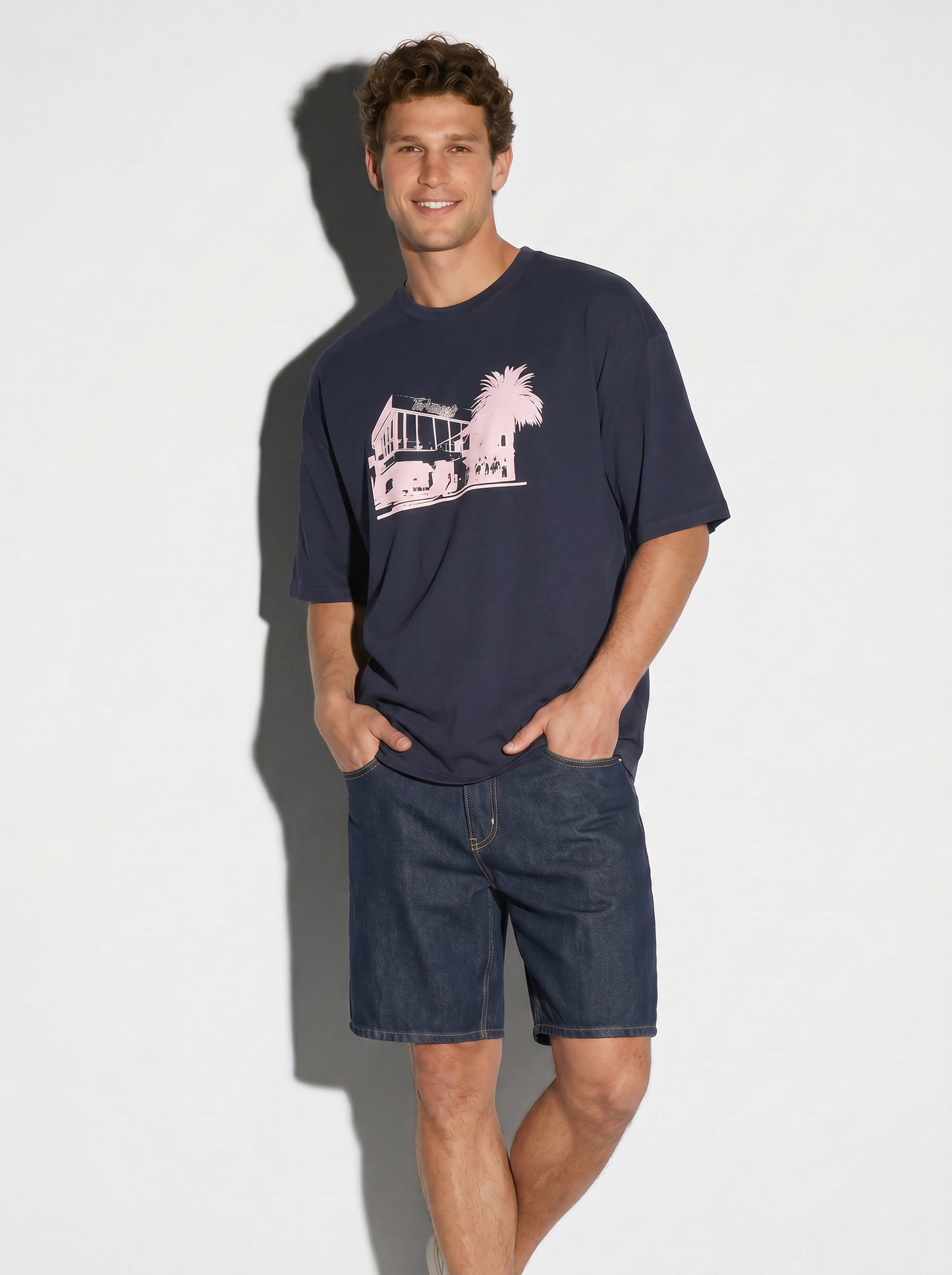 T-shirt puff e ricamo a contrasto - Blu