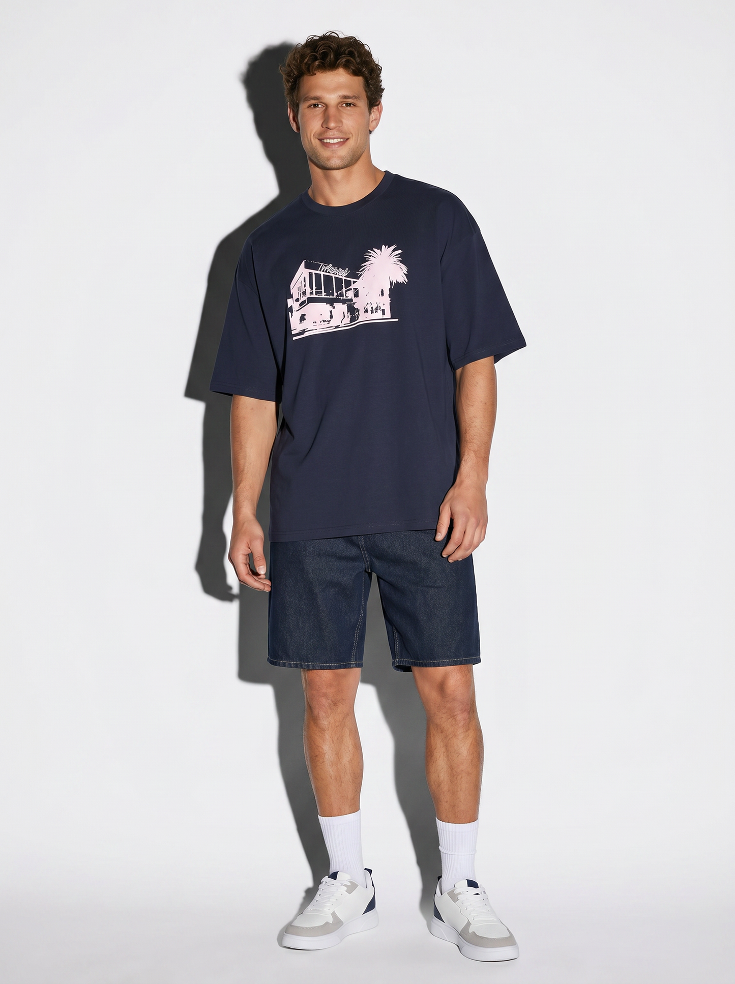 T-shirt puff e ricamo a contrasto - Blu