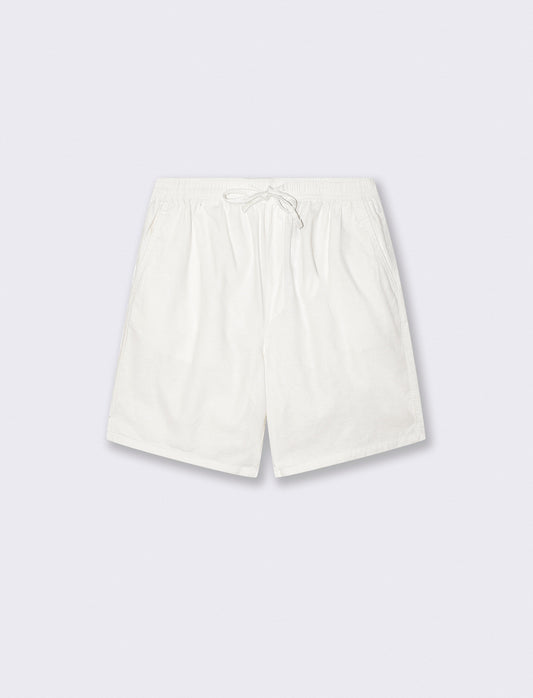 Bermuda Jogger in Linen Blend with Pocket - White