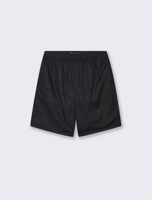 Bermuda Jogger in Linen Blend with Pocket - Black