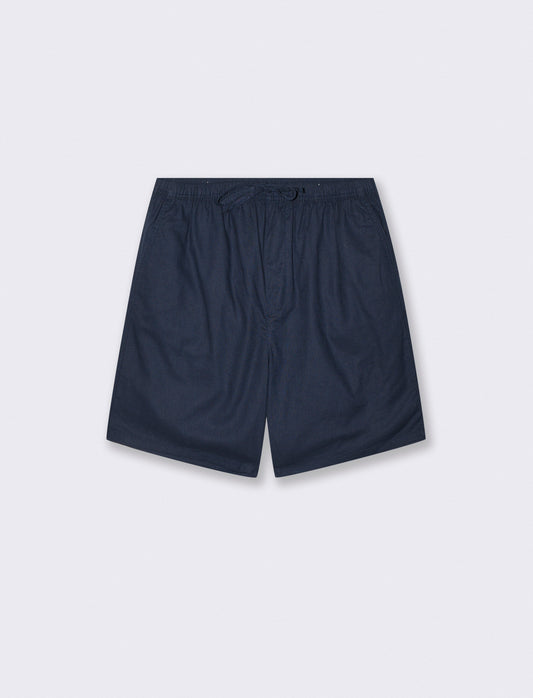 Bermuda Jogger in Linen Blend with Pocket - Blue