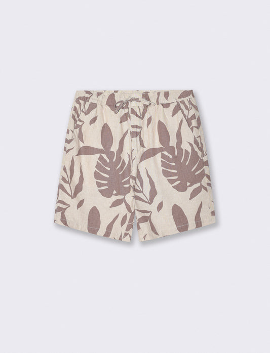Bermuda Floral Linen Jogger - Beige