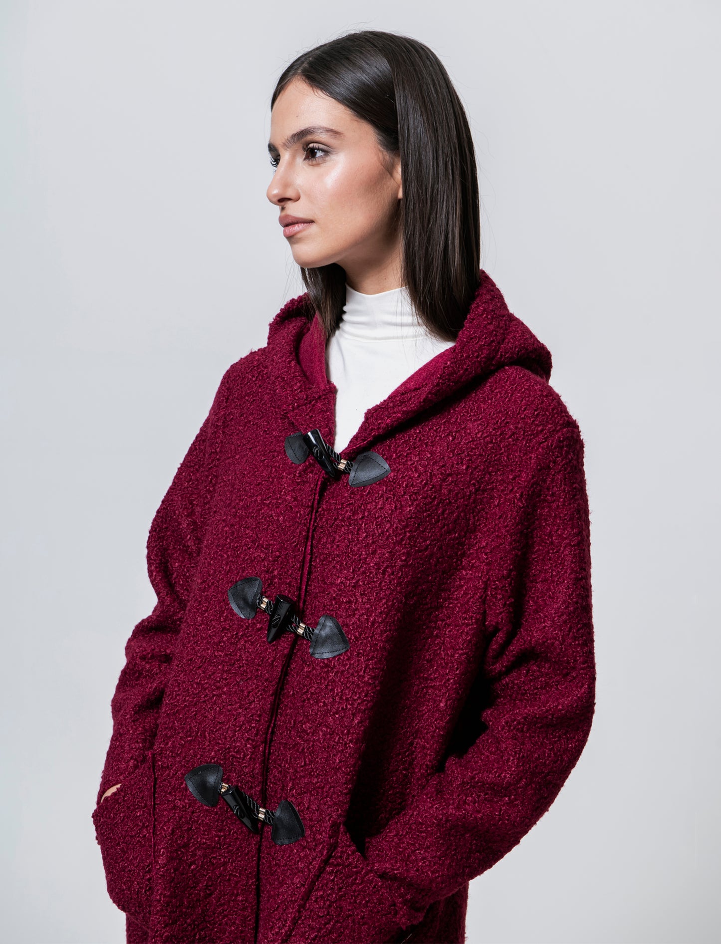 CAPPOTTO CON CAPPUCCIO - Bordeaux