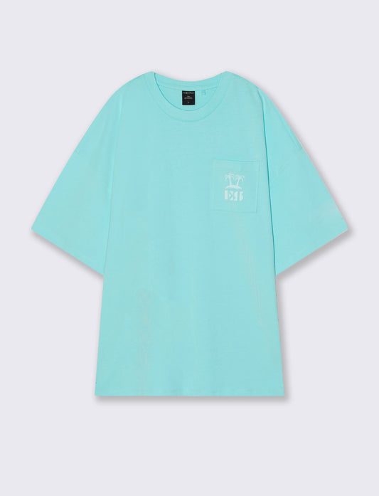 Boxy Fit Super Soft T-shirt with Print - Sky blue