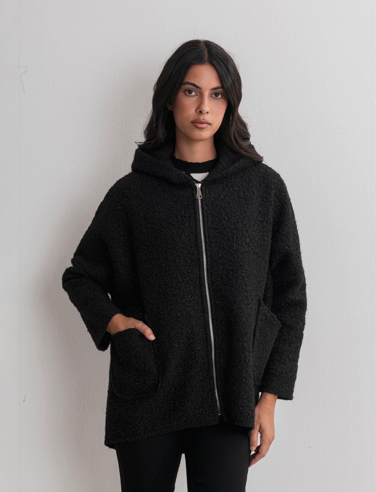 GIACCA IN TESSUTO ARRICCIATO - Nero