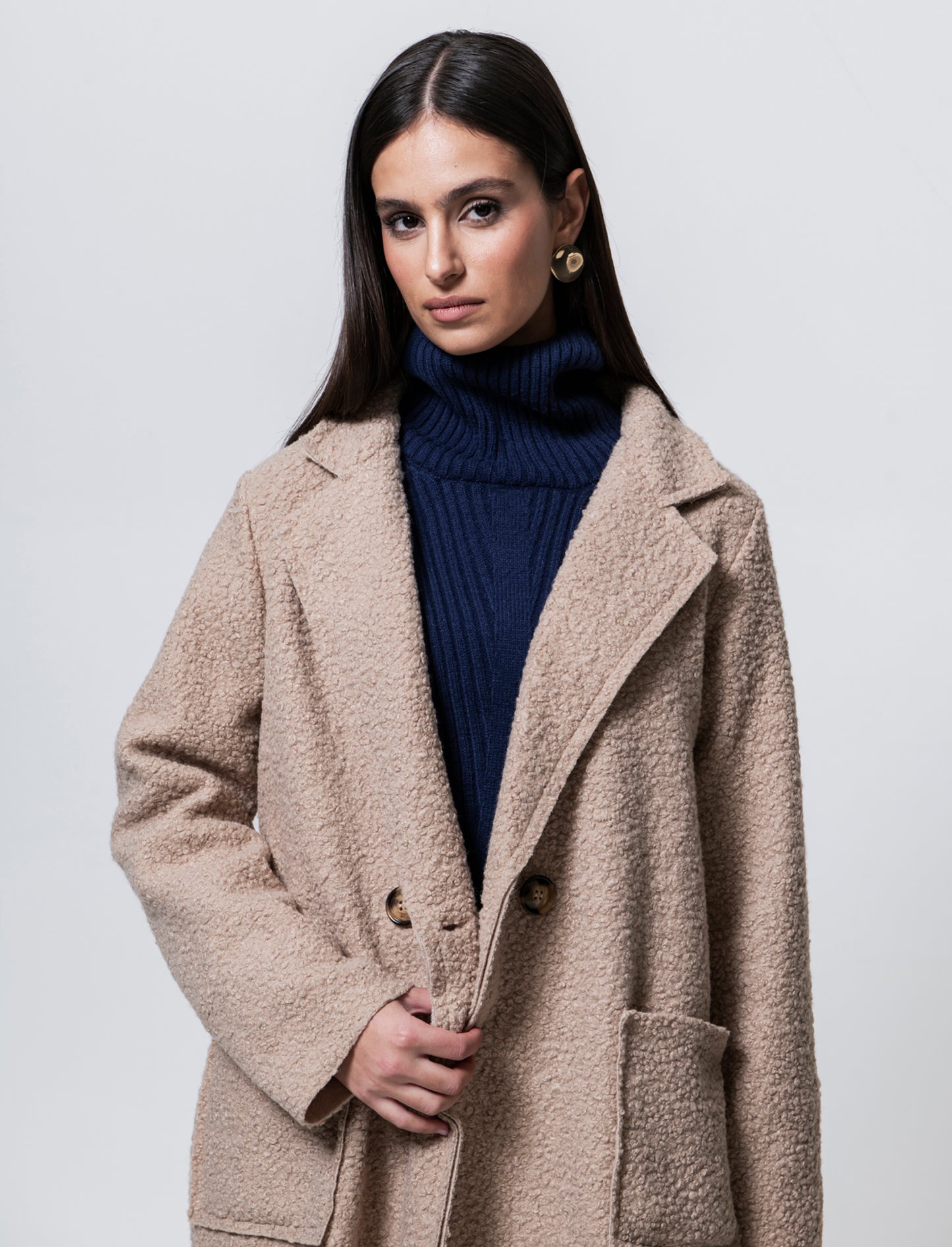 CAPPOTTO IN TESSUTO ARRICCIATO - Beige