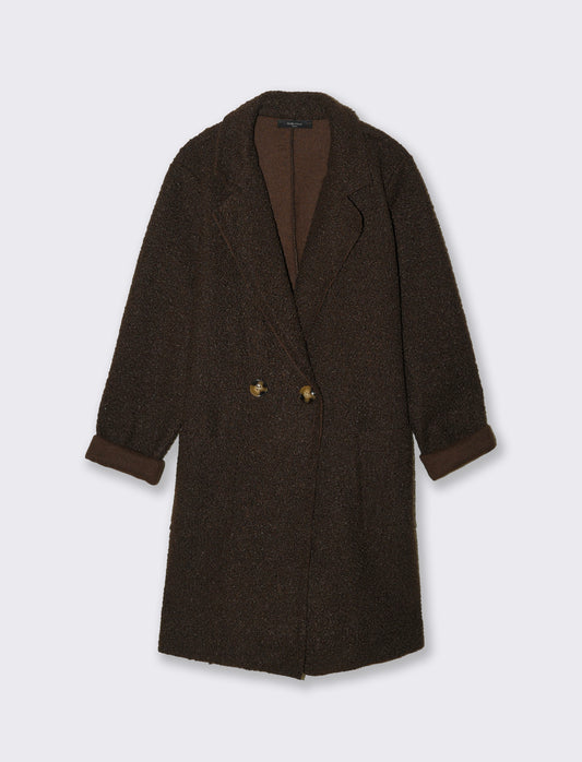 CAPPOTTO IN TESSUTO ARRICCIATO - Moro