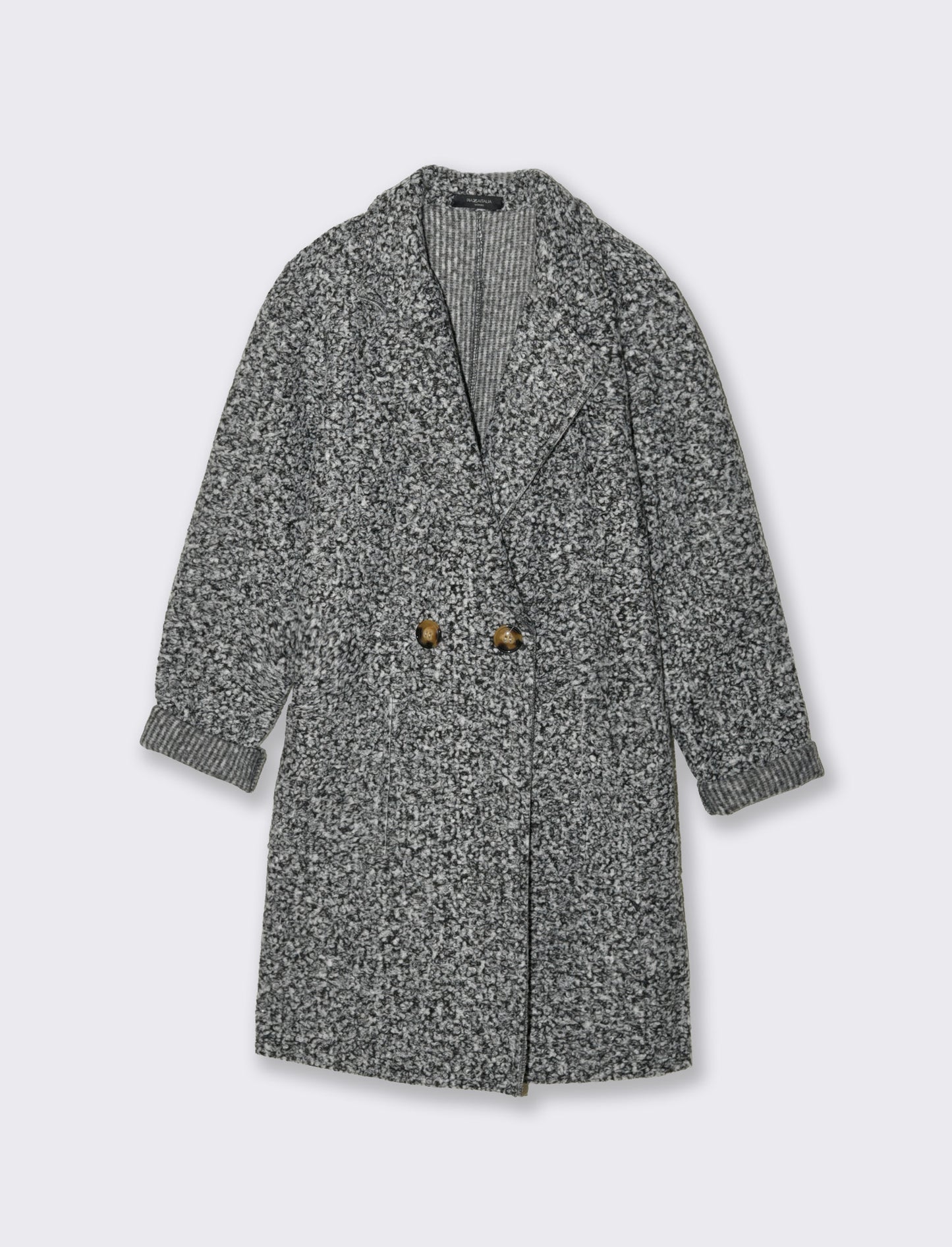 CAPPOTTO IN TESSUTO ARRICCIATO - Grigio chiaro mel.