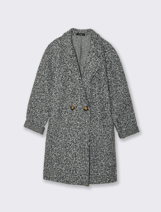 CAPPOTTO IN TESSUTO ARRICCIATO - Grigio chiaro mel.