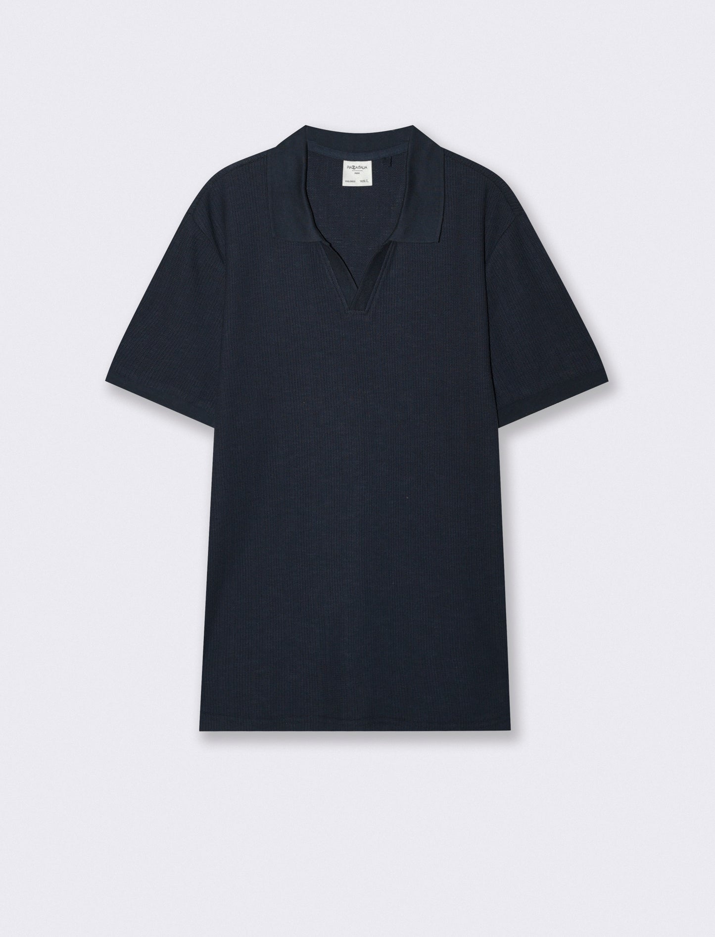 Polo in maglia jacquard misto cotone - Blu