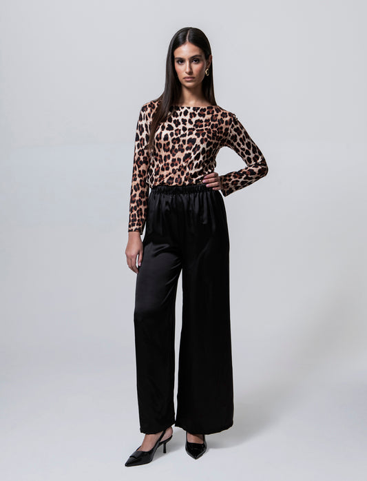 PANTALONE IN SATIN - Nero