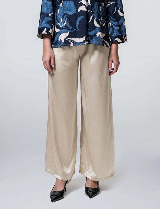PANTALONE IN SATIN - Beige champagne