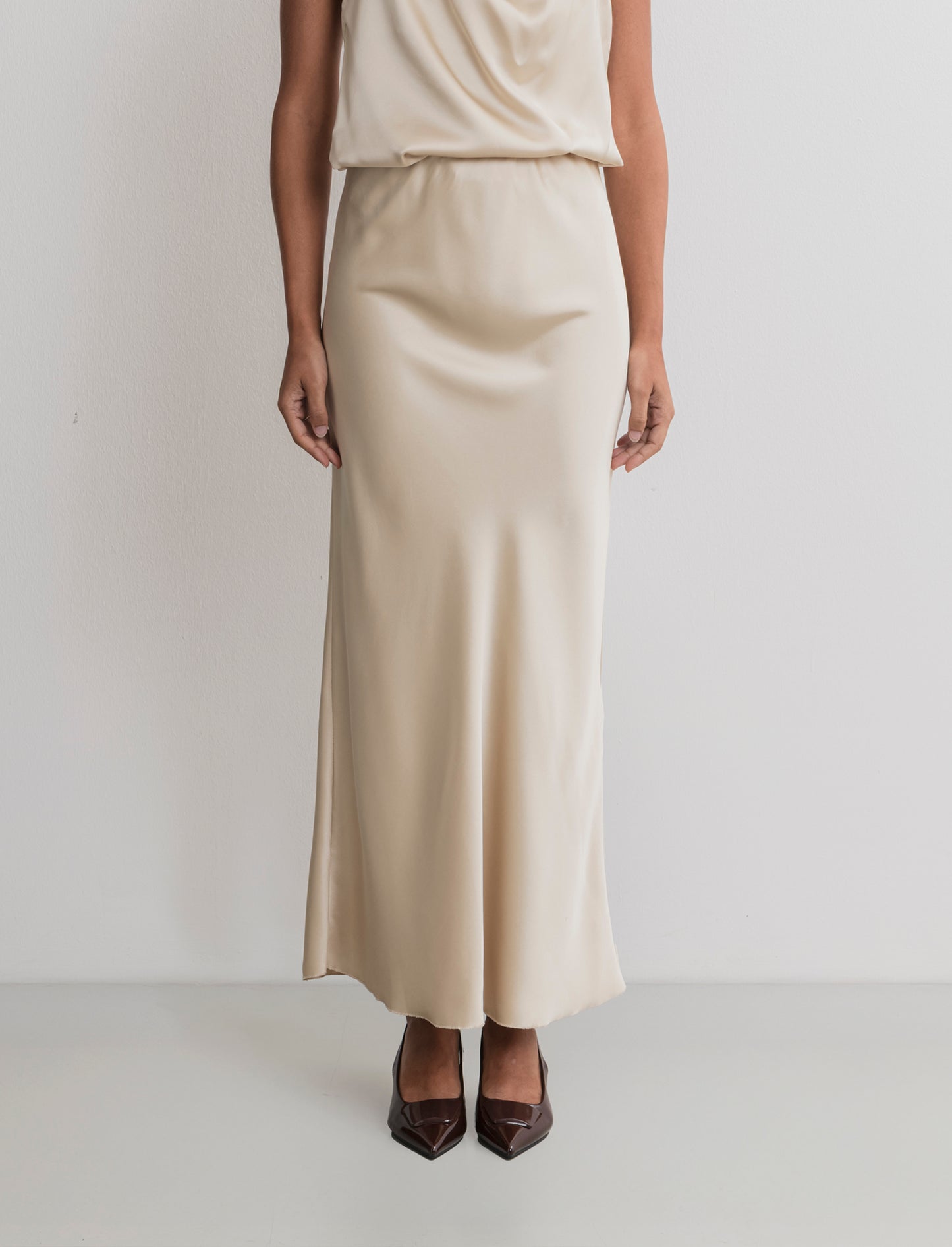 GONNA IN SATIN - Beige champagne