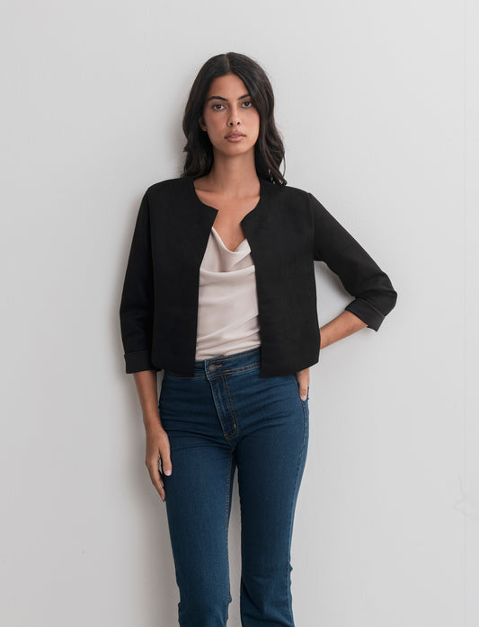 GIACCA SUEDE CORTA - Nero