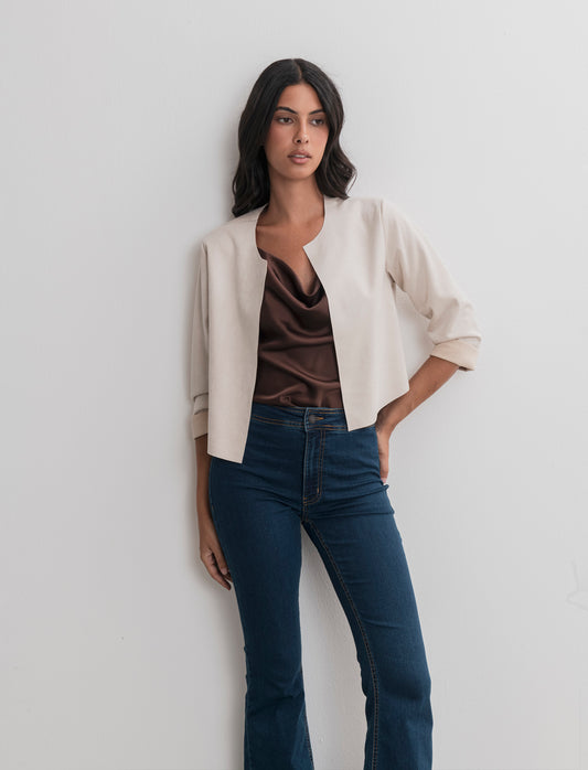 GIACCA SUEDE CORTA - Vaniglia