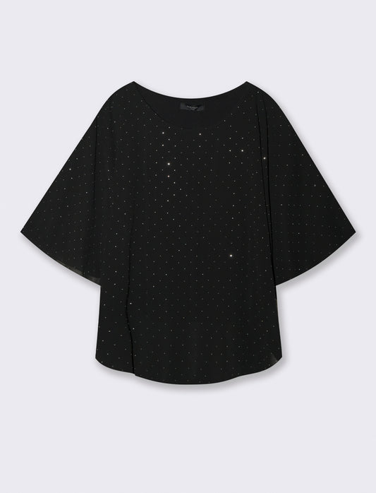 CASACCA OVER CON APPLICAZIONI STRASS - Nero
